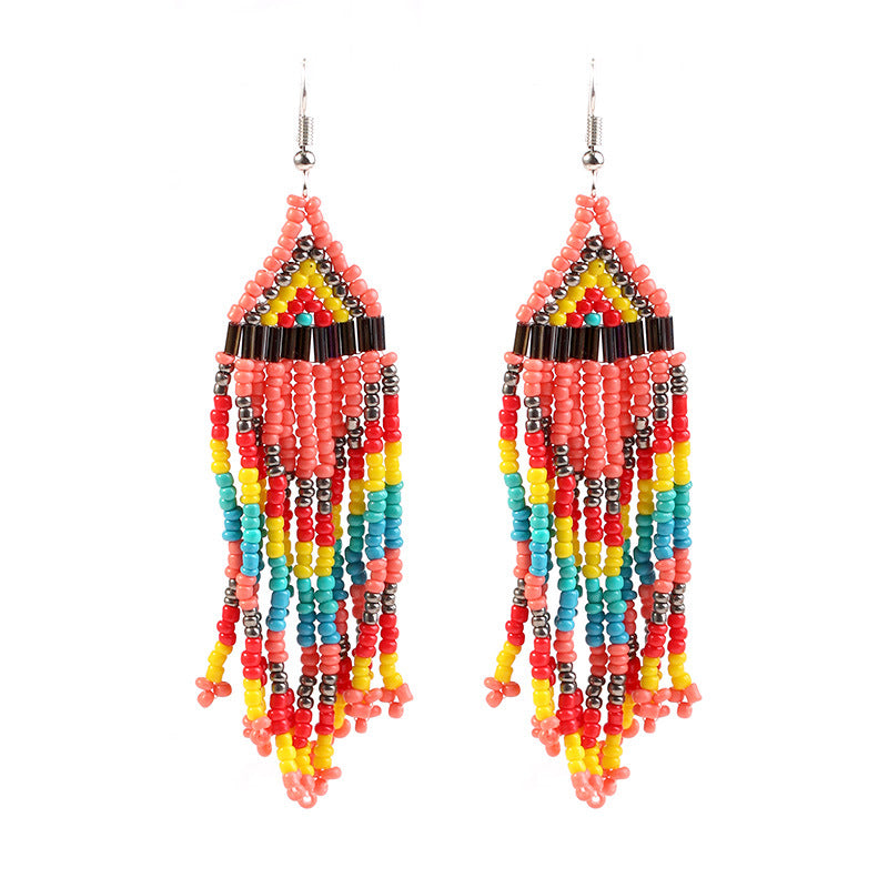 Wholesale Vintage Long Length Multilayer Bead Earrings